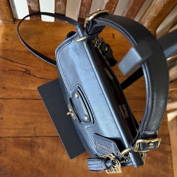 Coach Willis 70th Anniversary Black Leather Satchel Crossbody Bag 19132 Brass - Picture 8 of 17